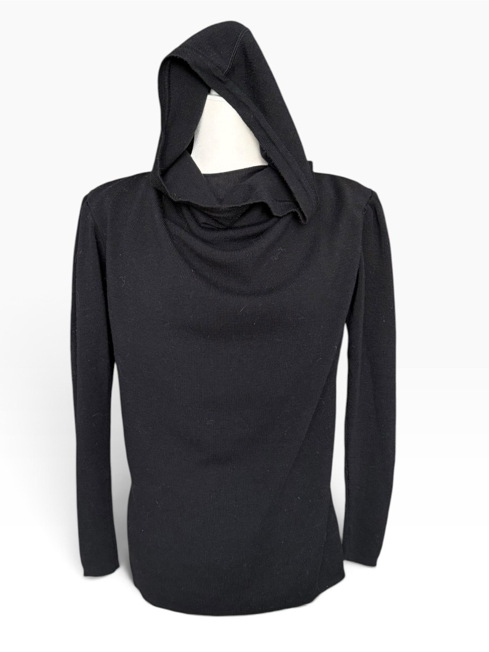 Rare Vintage Yves Saint Laurent Rive Gauche Black Cowl Hooded Statement Piece